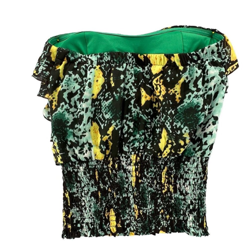 XOXO Womens Large Ruffled Off-Shoulder Top With Abstract Print - Picture 2 of 11